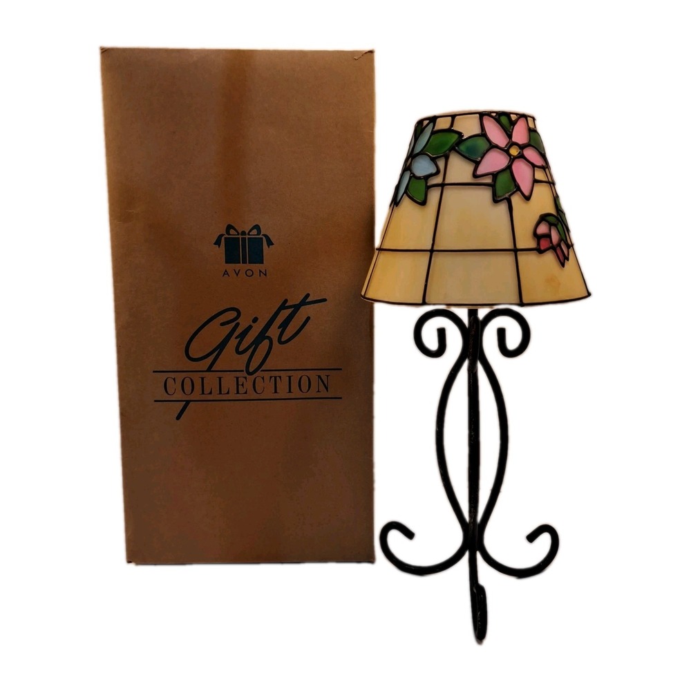 Avon Gift Collection Floral Stained-Glass Style Tea Light Candle Holder